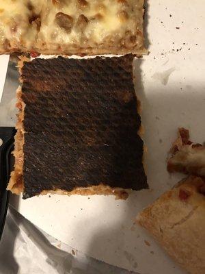 Burnt crappy pizza