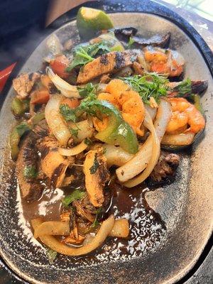 Combo Fajitas with steak, shrimp, and chicken