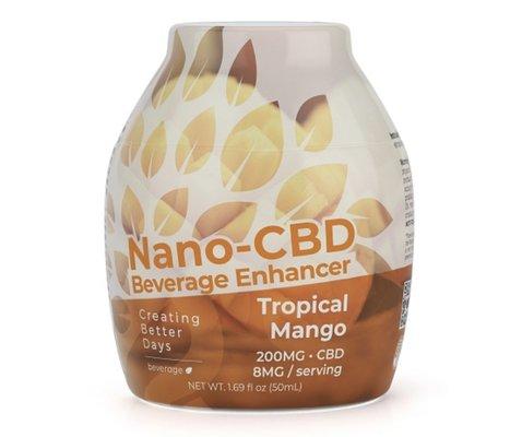 New Product!  Nano-CBD Beverage enhancer!  Drops for your drink, 2 flavors, Tropical Mango and Fruit Punch, 25 servings, 200 MG CBD.