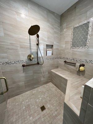 Custom shower stall with square drain