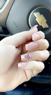 Short. Work appropriate. Simple Valentine's Day nails.