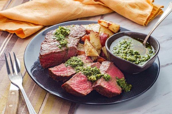 Chimichurri Flank Steak & Potato Wedges