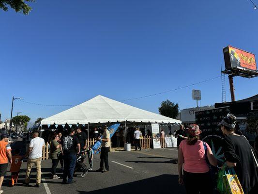 The beer garden, they finally put a tent up because it always happens to be hot in October.