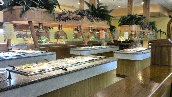 The sushi and fish buffet, the Asian buffet, the Southern  buffet, and the fried buffet. Missing: salad and dessert buffet.