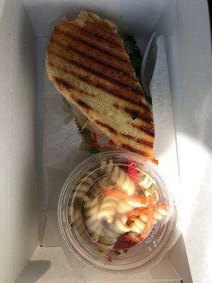 Buffalo Melt w/Blue cheese sauce & pasta salad