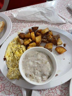 Eggs, home fries, gravy