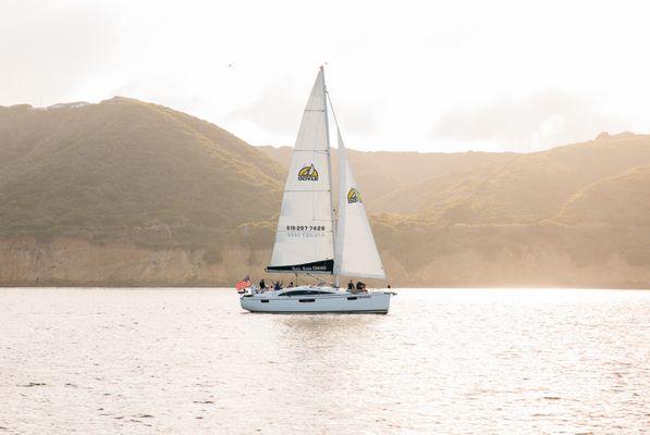 Enjoying golden hour sailing San Diego Bay.