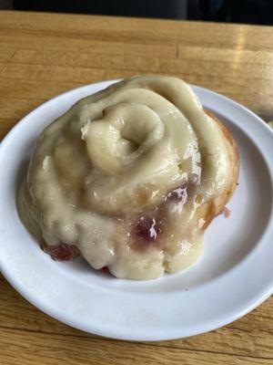 Fresh strawberry sweet roll