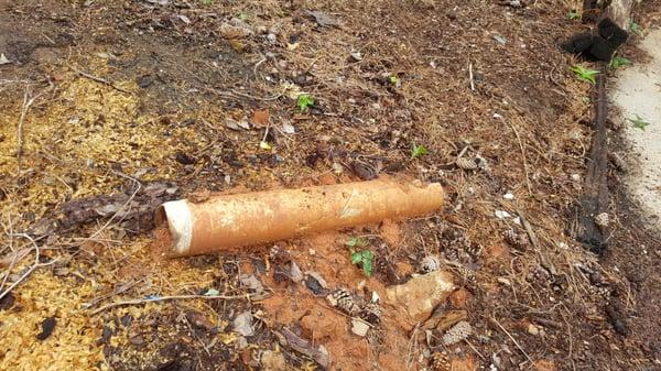 Parts of the old sewer pipes that they left all over the property.