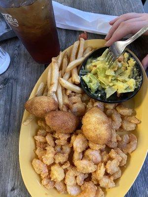 Fried shrimp plate with sides