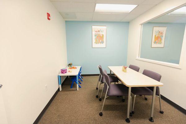 Therapy Room 1, used for client evaluations or 1:1 therapist to client focused work.