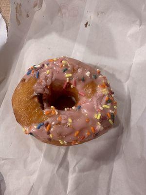 Pink sprinkled donut