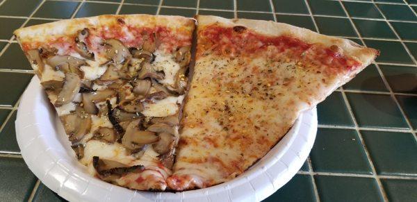 Mushroom and plain cheese slices