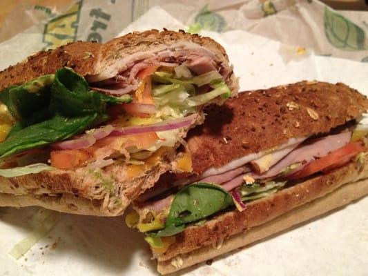 Subway Club on Honey Oat Multi Grain Bread.