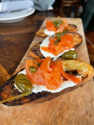 Smoked Salmon Bruschetta (all you get is 3 pieces and this is in their "shared" section)