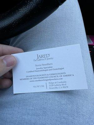 Sonia Smothers business card