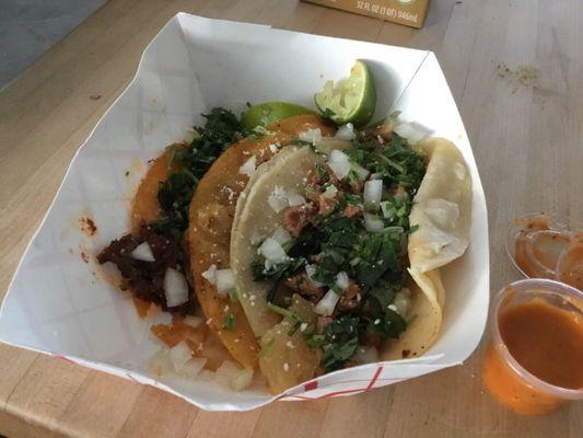 Birrira and adobado tacos