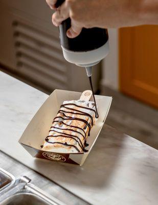 S'mores with chocolate drizzle