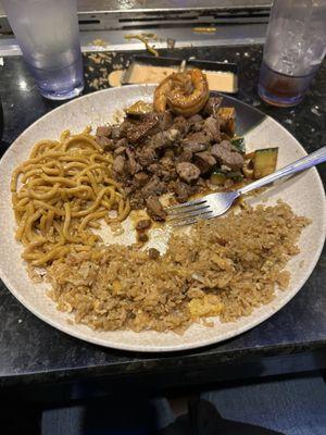 Hibachi New York Strip Dinner, Fried Rice, Hibachi Noodle