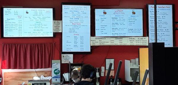 The menu panels behind the counter.