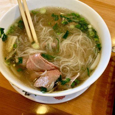 Pho with rare beef and brisket