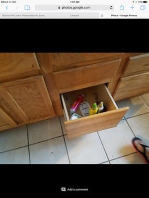 Things inside the cabinets which I paid extra to clean from inside as it was move in/ out cleaning