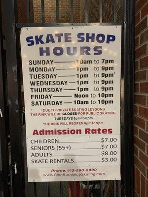 Skate Hours & Rates