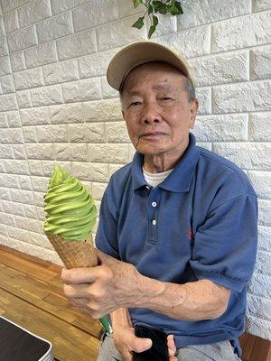 My dad with his Matcha cone