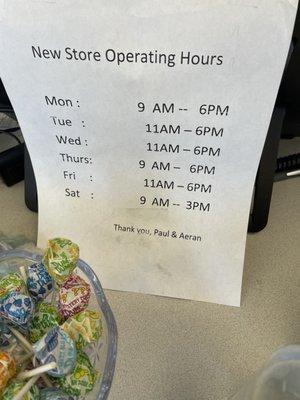 New hours!