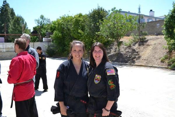 Master Regina Pinpin and Master Linda Tomasello - new fifth degree black belts, May 2104.