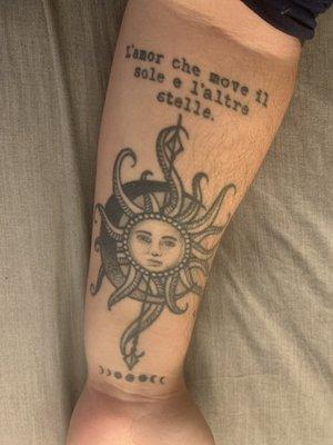 Tattoo on lower left arm