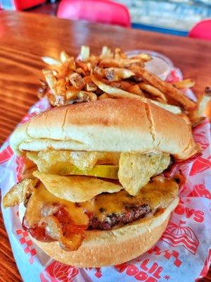 Smoked Oysters dip burger