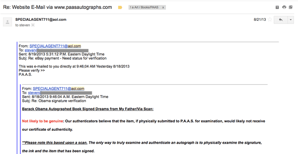 Email sample proving that I was a client of PAAS. PAAS claiming I am not their client and do not know who I am.