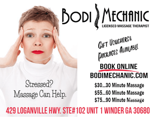 Massage can help stress. BodiMechanic in Winder GA