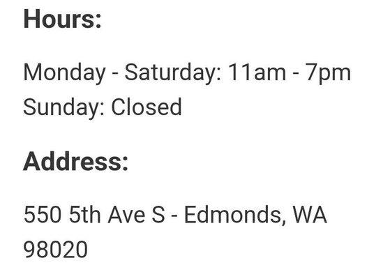 Hours & location at the ACE Hardware Store (9/26/24)