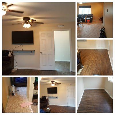 room remodel, we added a back bedroom. installed tv and ceiling fans, and lvp vinyl flooring.