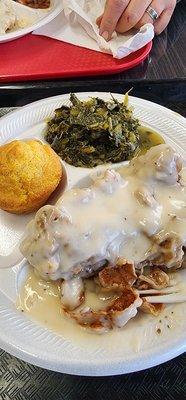 chicken fried steak greens and cornbread