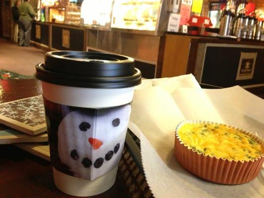 Almond chai latte and spinach quiche on this fine rainy afternoon