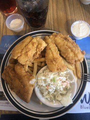 Fried haddock, cole slaw