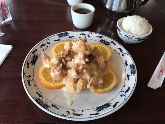 Honey Walnut Prawns w/rice.