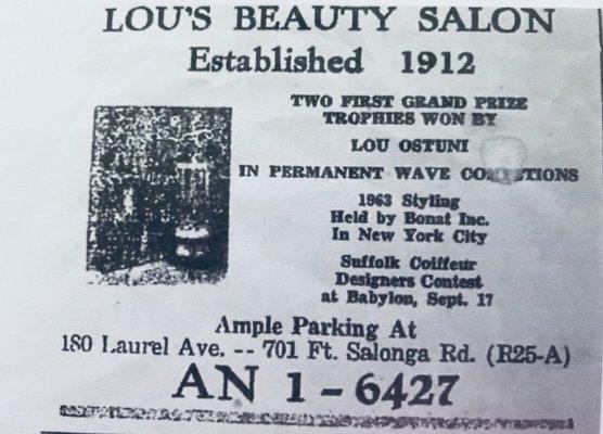 This is when Lou's great grandfather opened the first barber shop in Northport, LI, NY