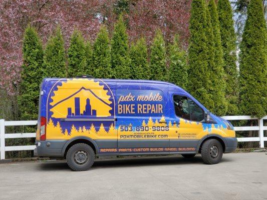 The repair van at a customer's house