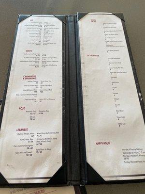 Wine menu