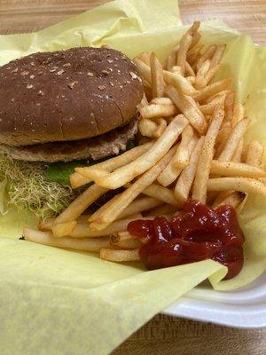 Turkey burger with fries! One of my favorites!