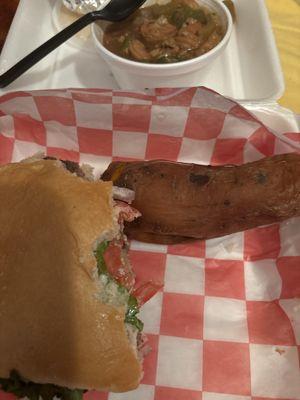 The Burger and gumbo and baked sweet potato from Sherman's is the best