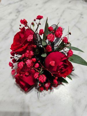 Prom corsage red and black