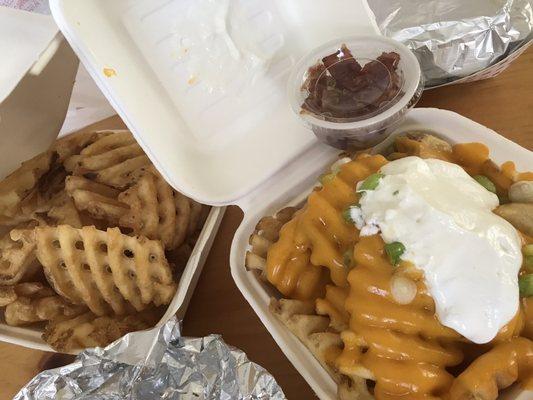 Waffle fries, loaded fries