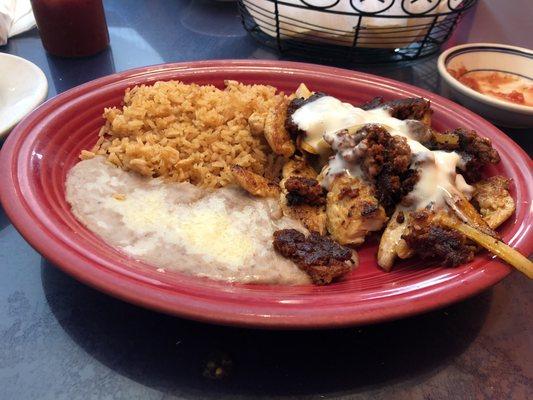 Actual Chori pollo plate served in restaurant.