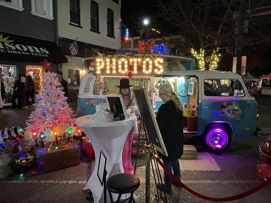 2023 McKinney Holiday Fest - photo station inside this VW van