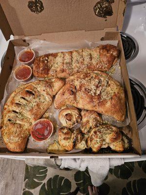 Calzones, Stromboli and garlic knots